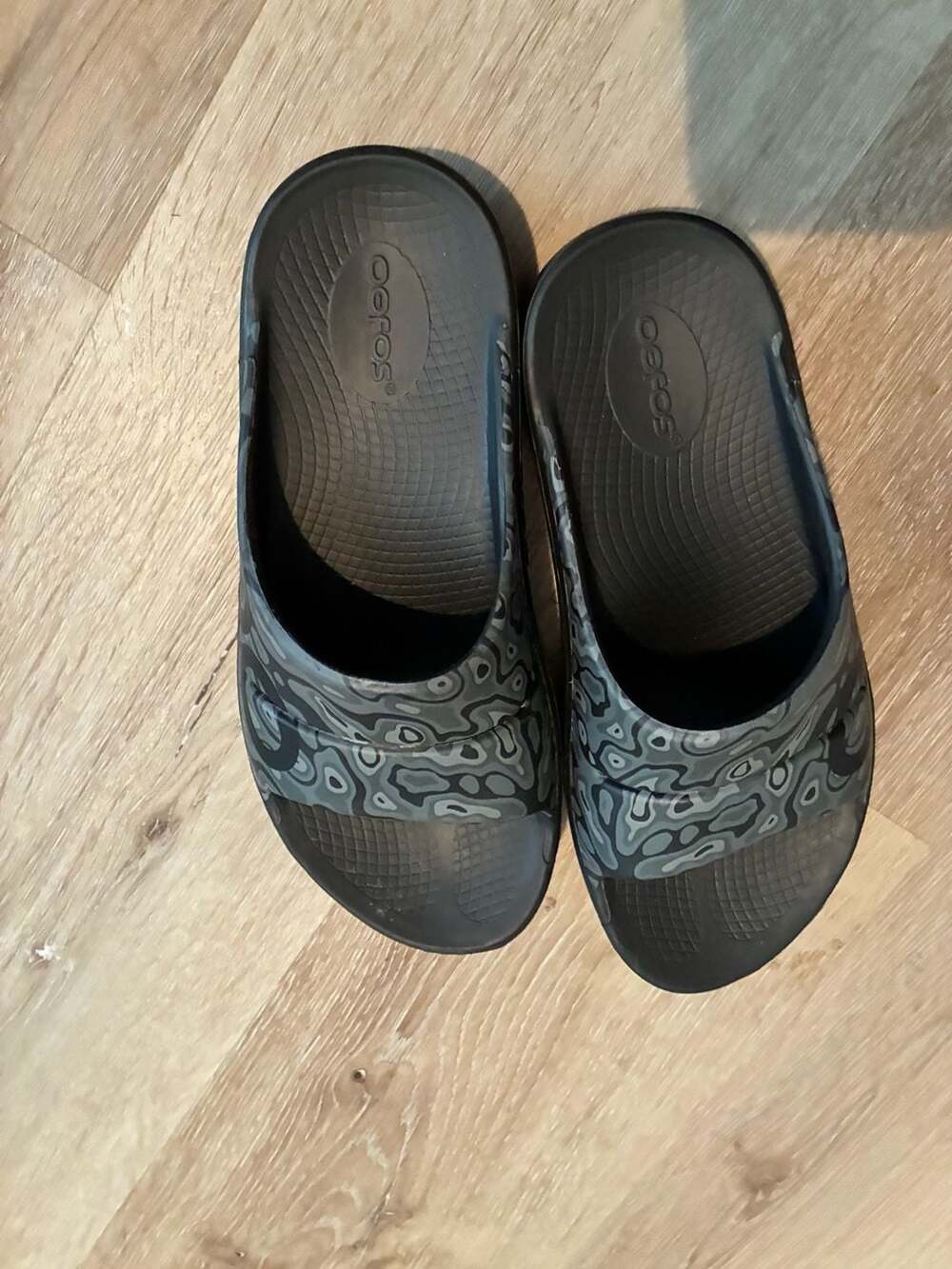 OOFOS OOahh Sport Slide Black Water Camo Recovery Sandals